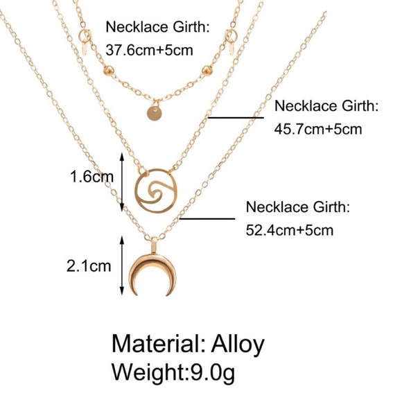**FARAH* Gold Moon Triple Layer Pendant Necklace - Picture 3 of 6